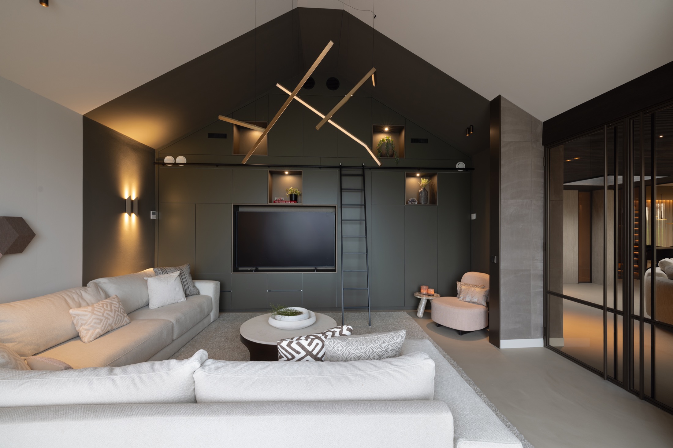 woonkamer met exclusieve verlichting