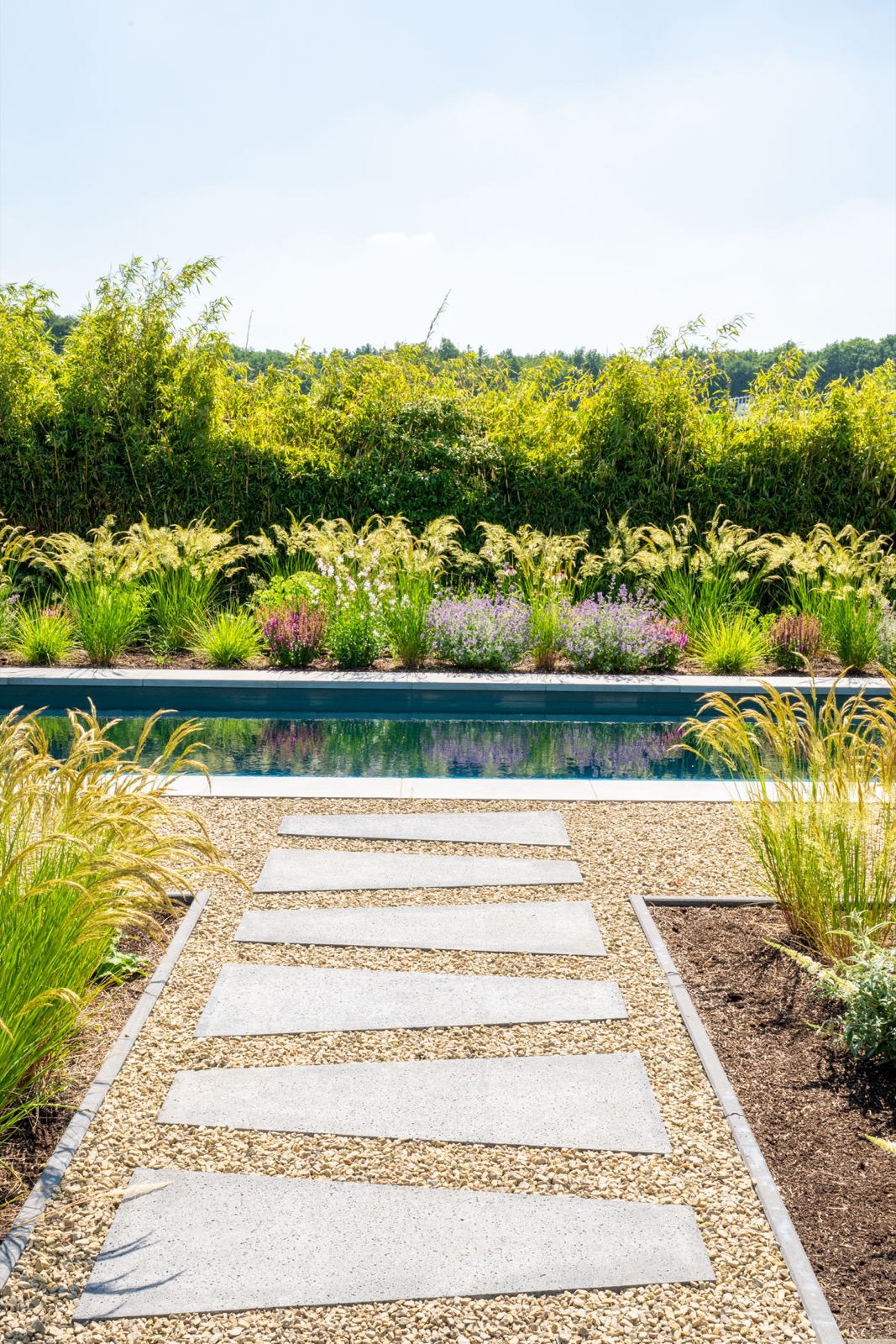 luxe tuin design met zwembad