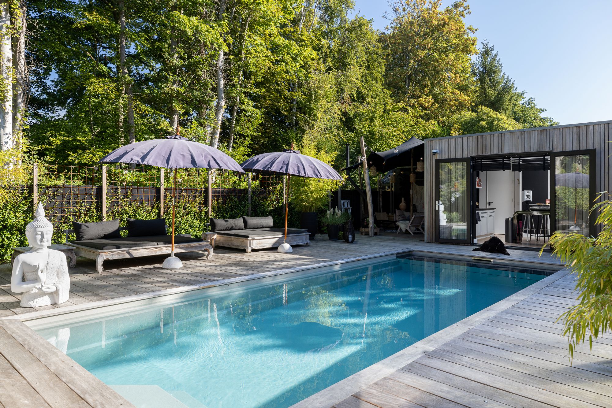 villa tuin met zwembad