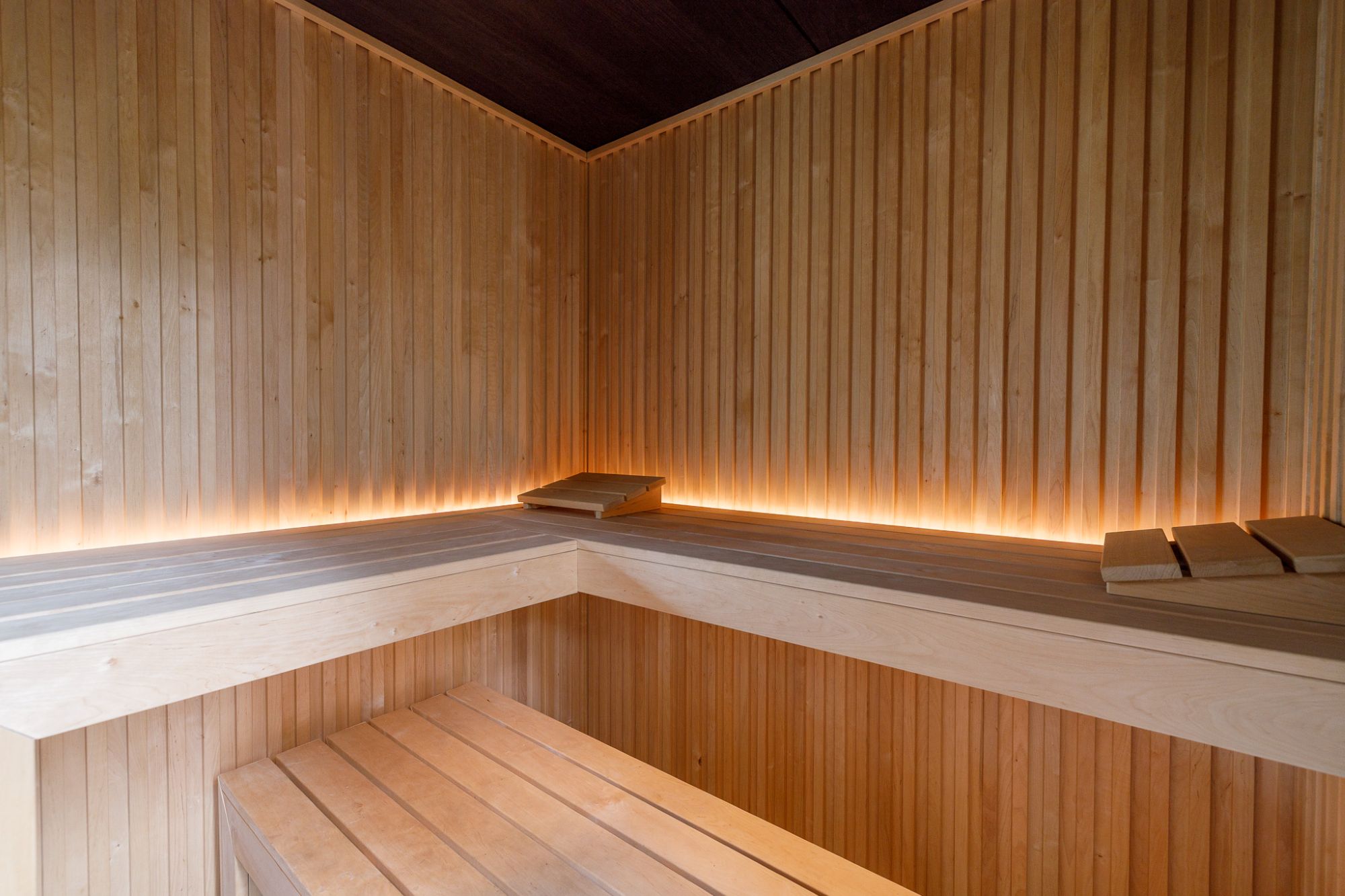 sauna met verlichting