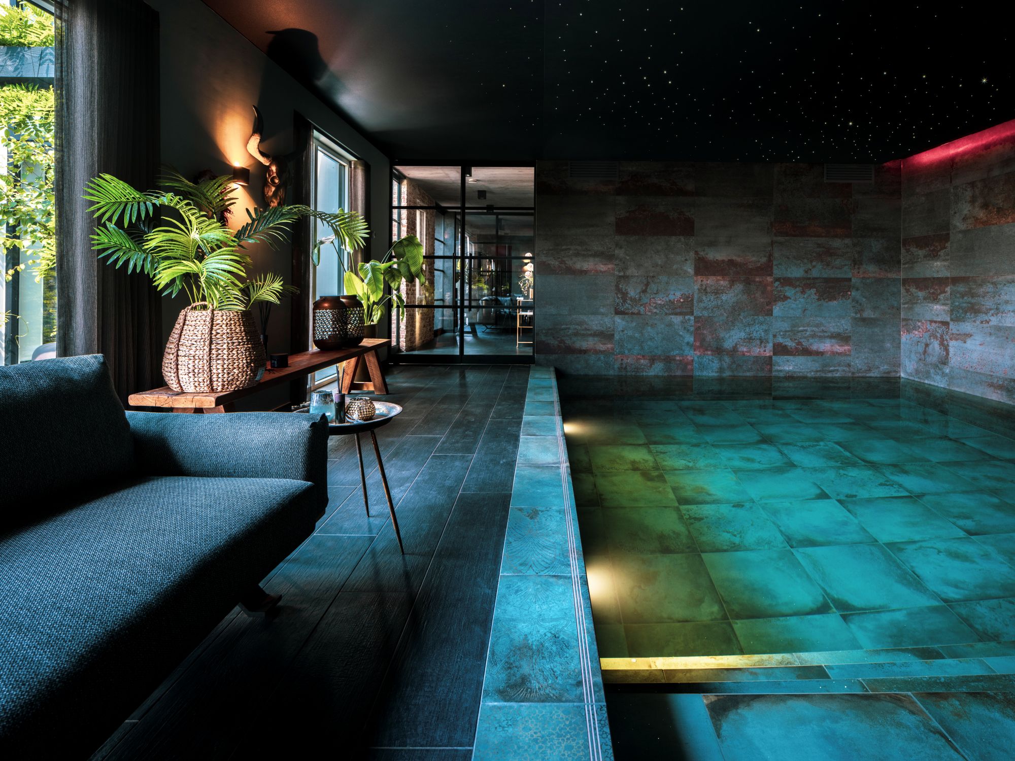 zwembad met verlichting