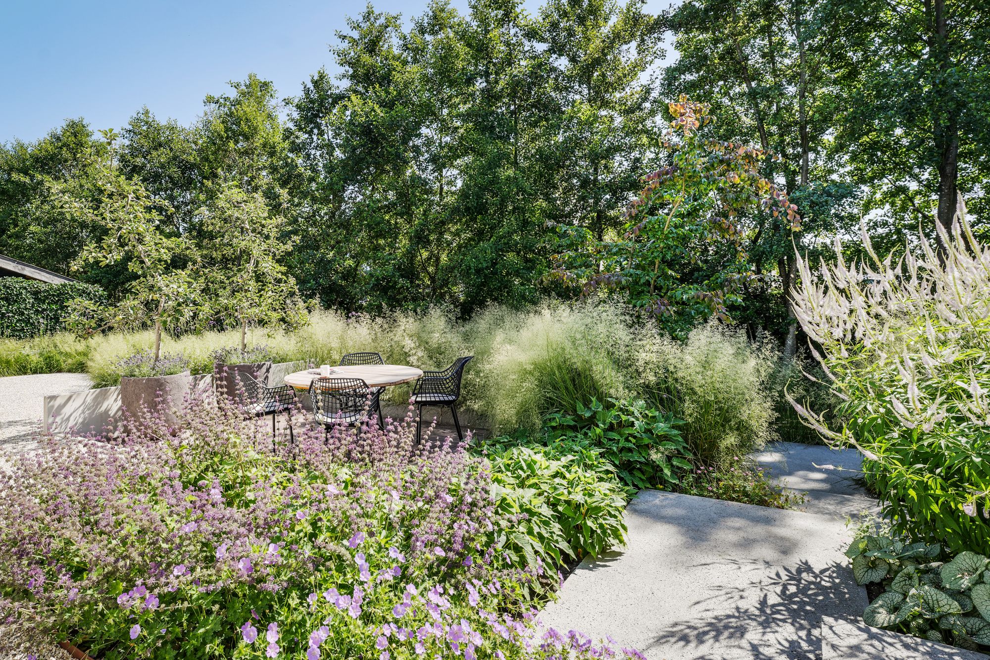groene tuin met terras